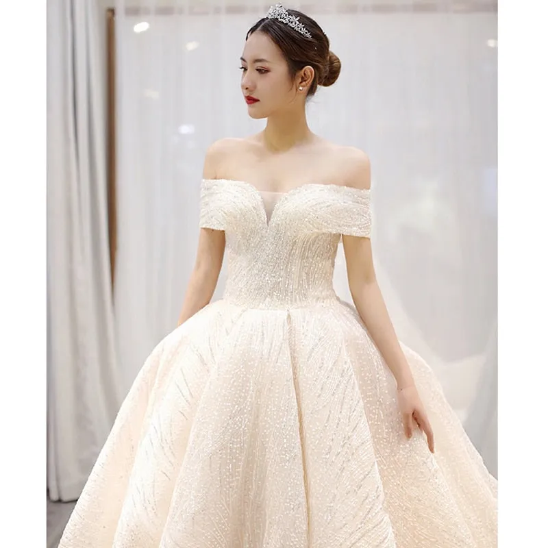 Wedding Dress Bride Off The Shoulder Wedding Ball Gown Dress