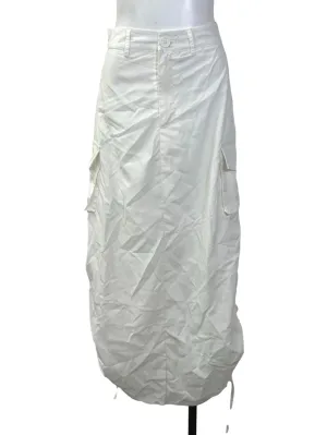 White Ruched Cargo Skirt