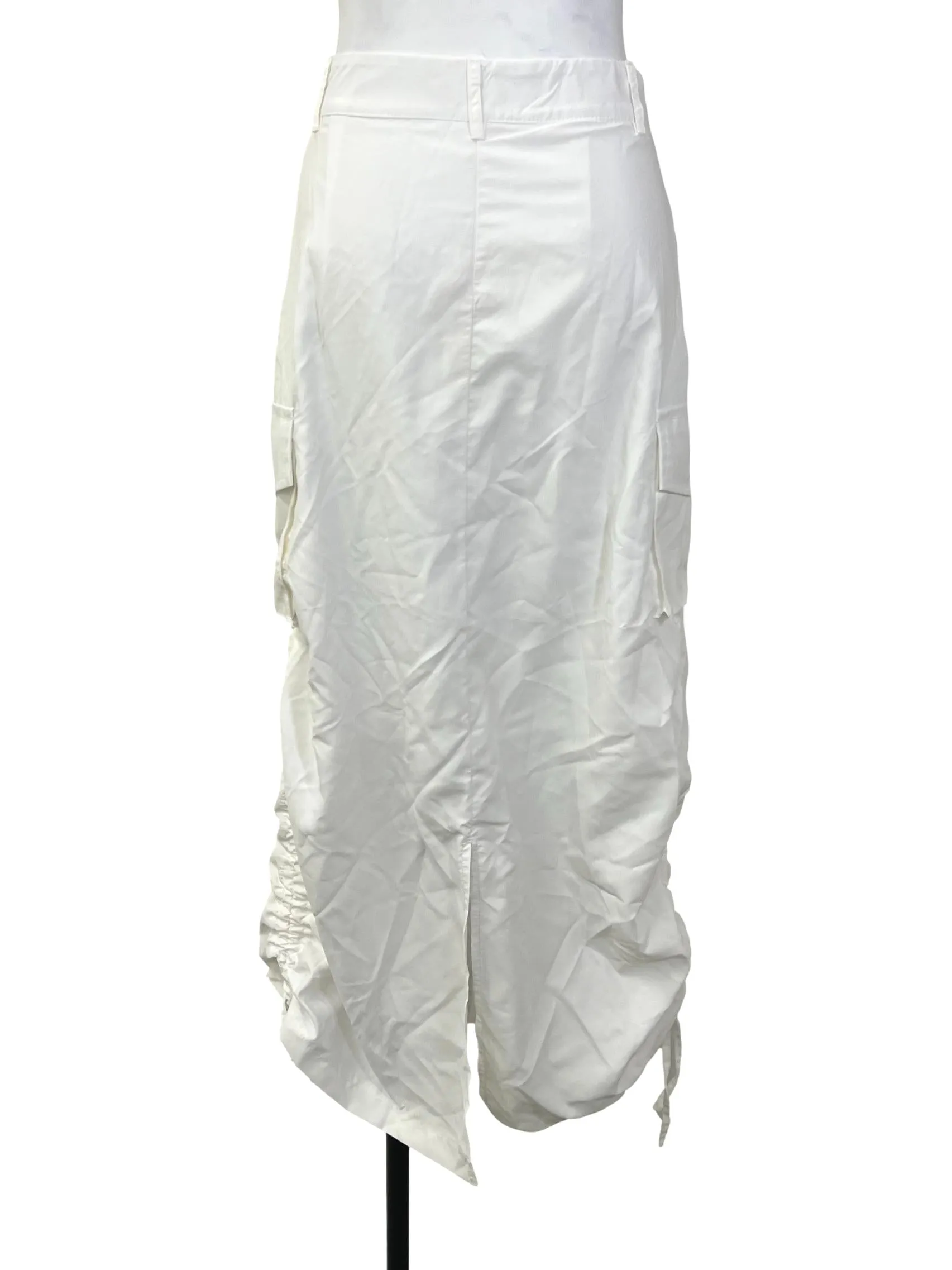 White Ruched Cargo Skirt