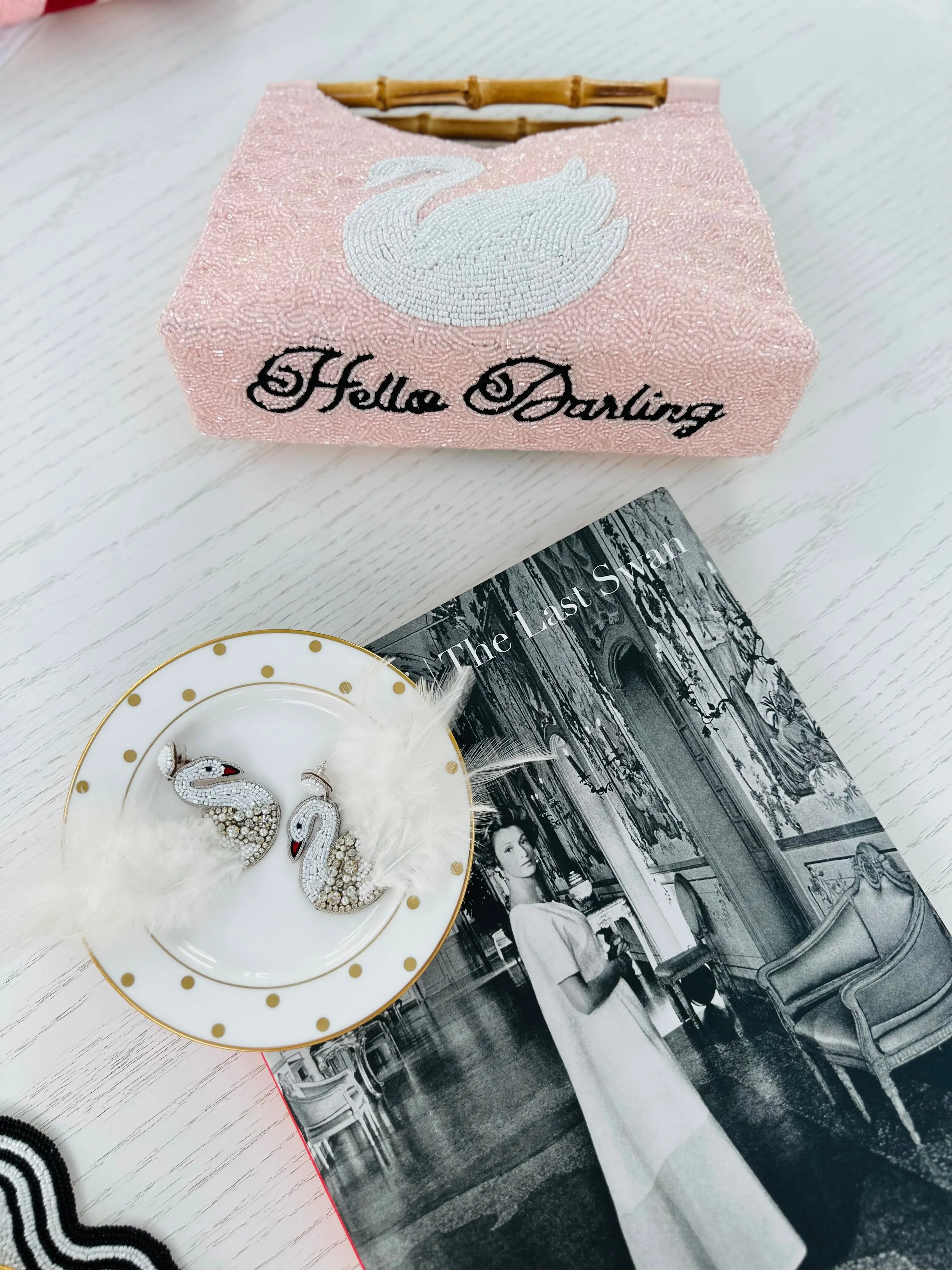 White Swan Feather Earrings