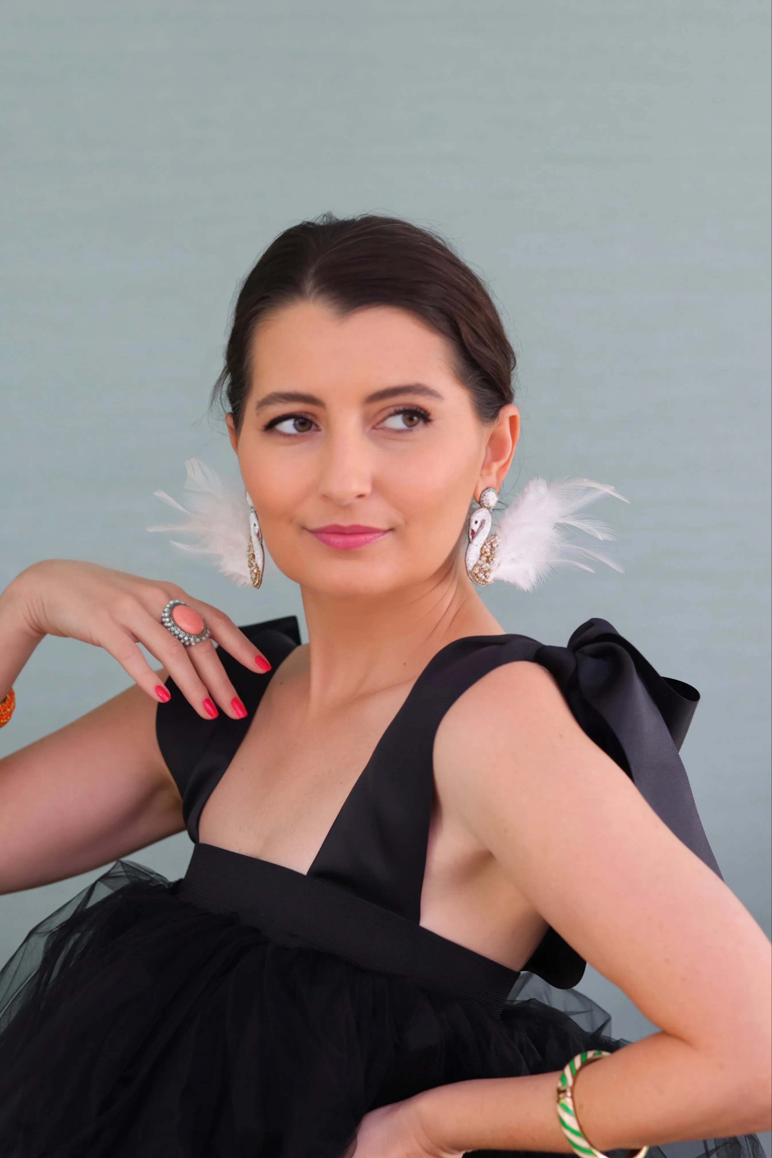 White Swan Feather Earrings