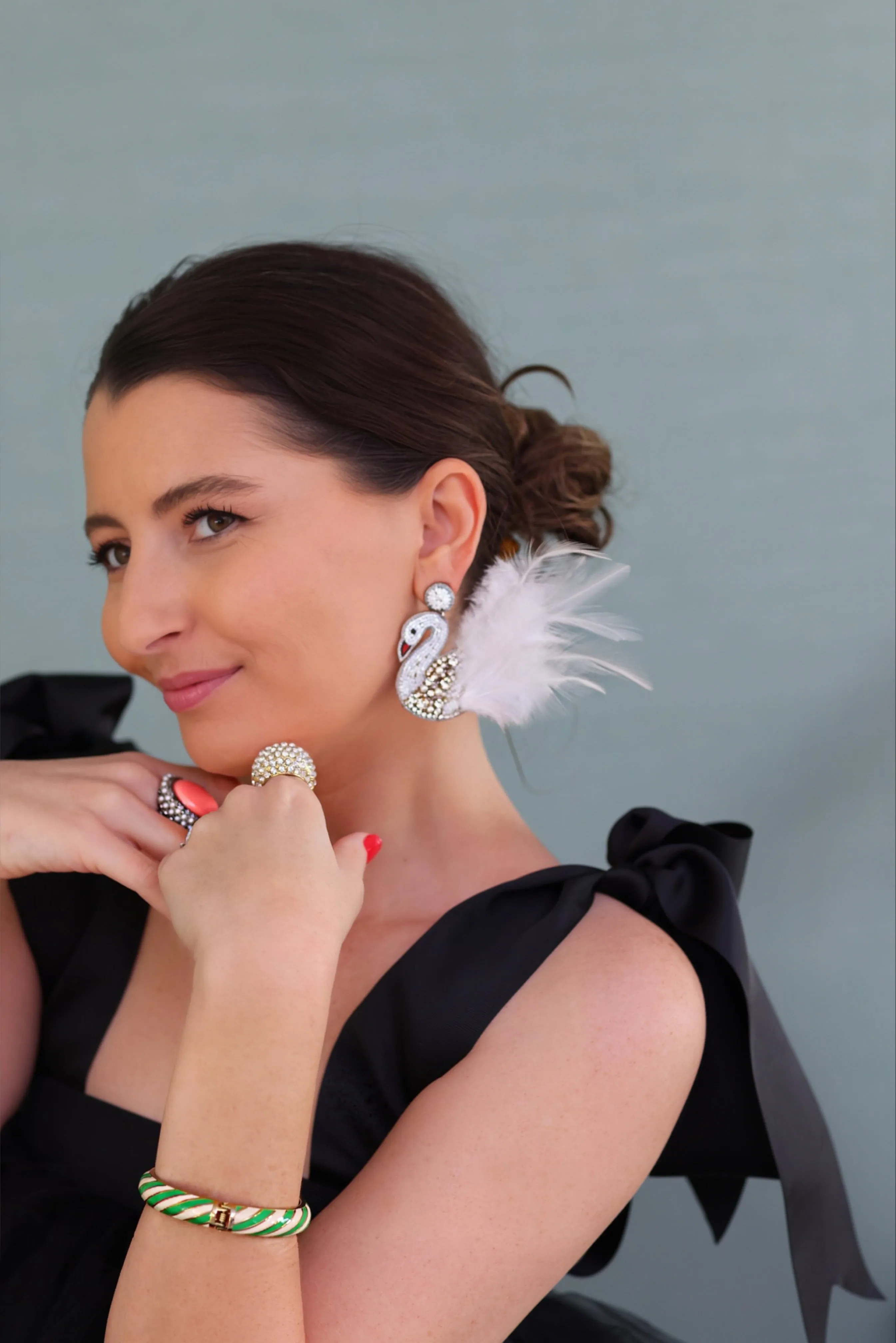 White Swan Feather Earrings