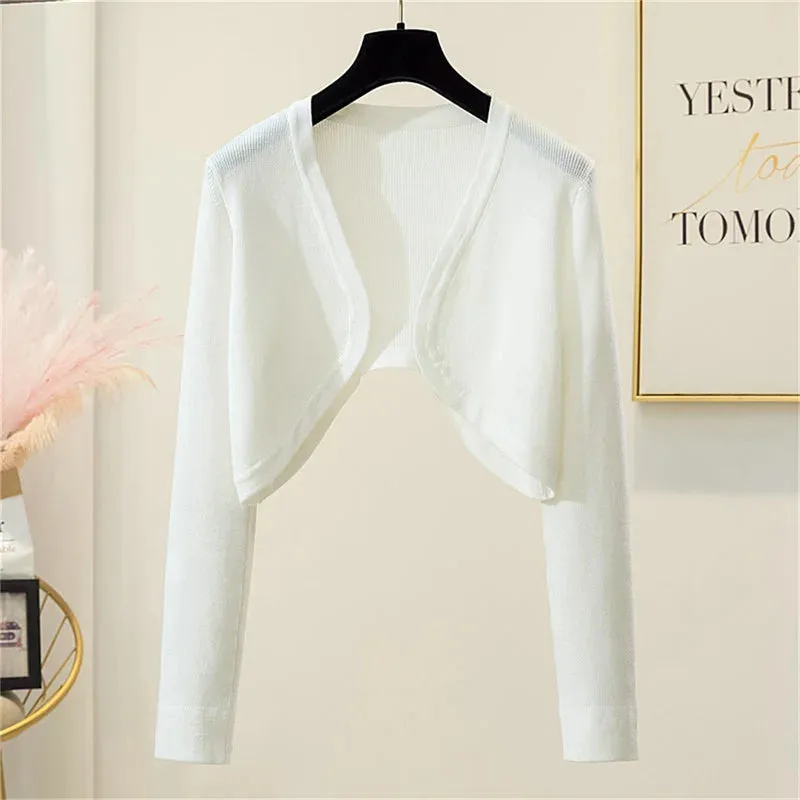 Women Shrugs Solid Elegant Breathable Leisure Cardigans Korean Style All-match Shawl Tops