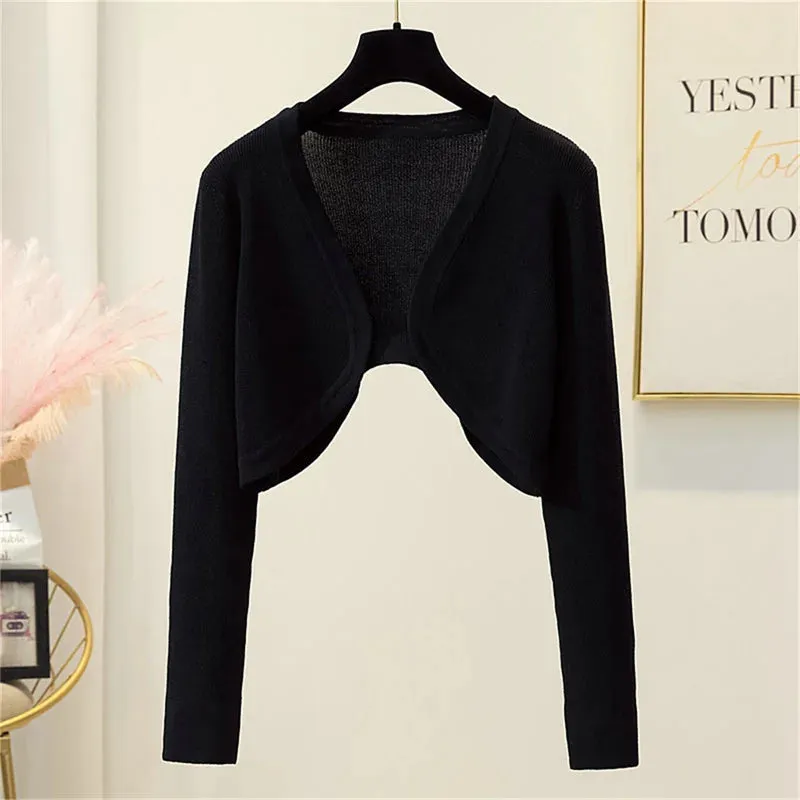Women Shrugs Solid Elegant Breathable Leisure Cardigans Korean Style All-match Shawl Tops