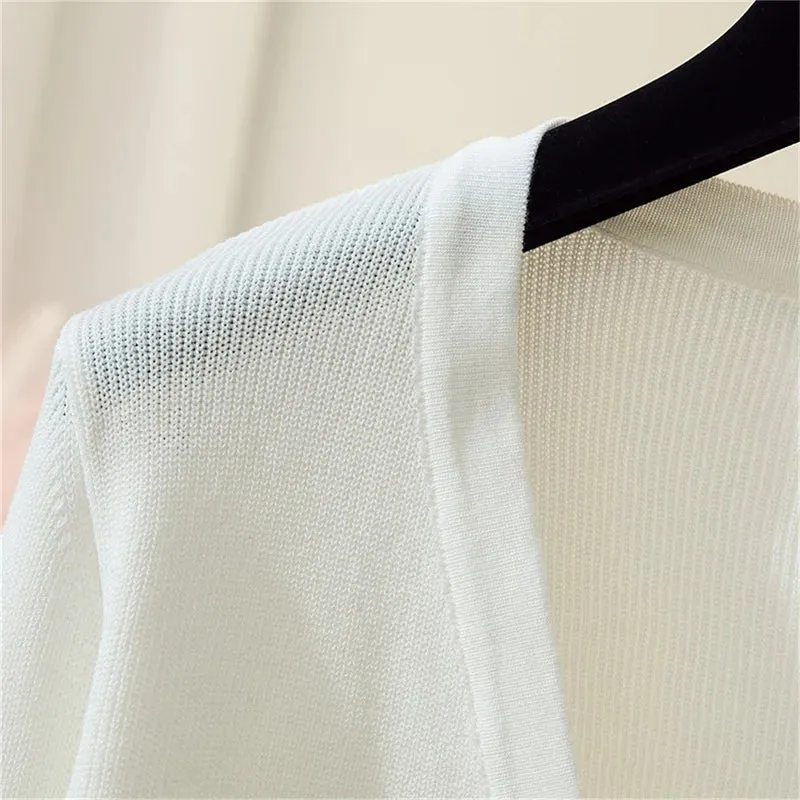 Women Shrugs Solid Elegant Breathable Leisure Cardigans Korean Style All-match Shawl Tops
