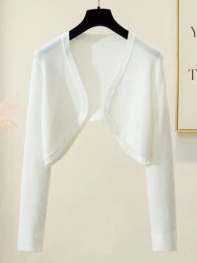 Women Shrugs Solid Elegant Breathable Leisure Cardigans Korean Style All-match Shawl Tops