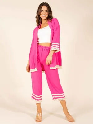 WOMEN'S 3/4 SLEEVES OPEN FRONT DETAILED CARDIGAN
