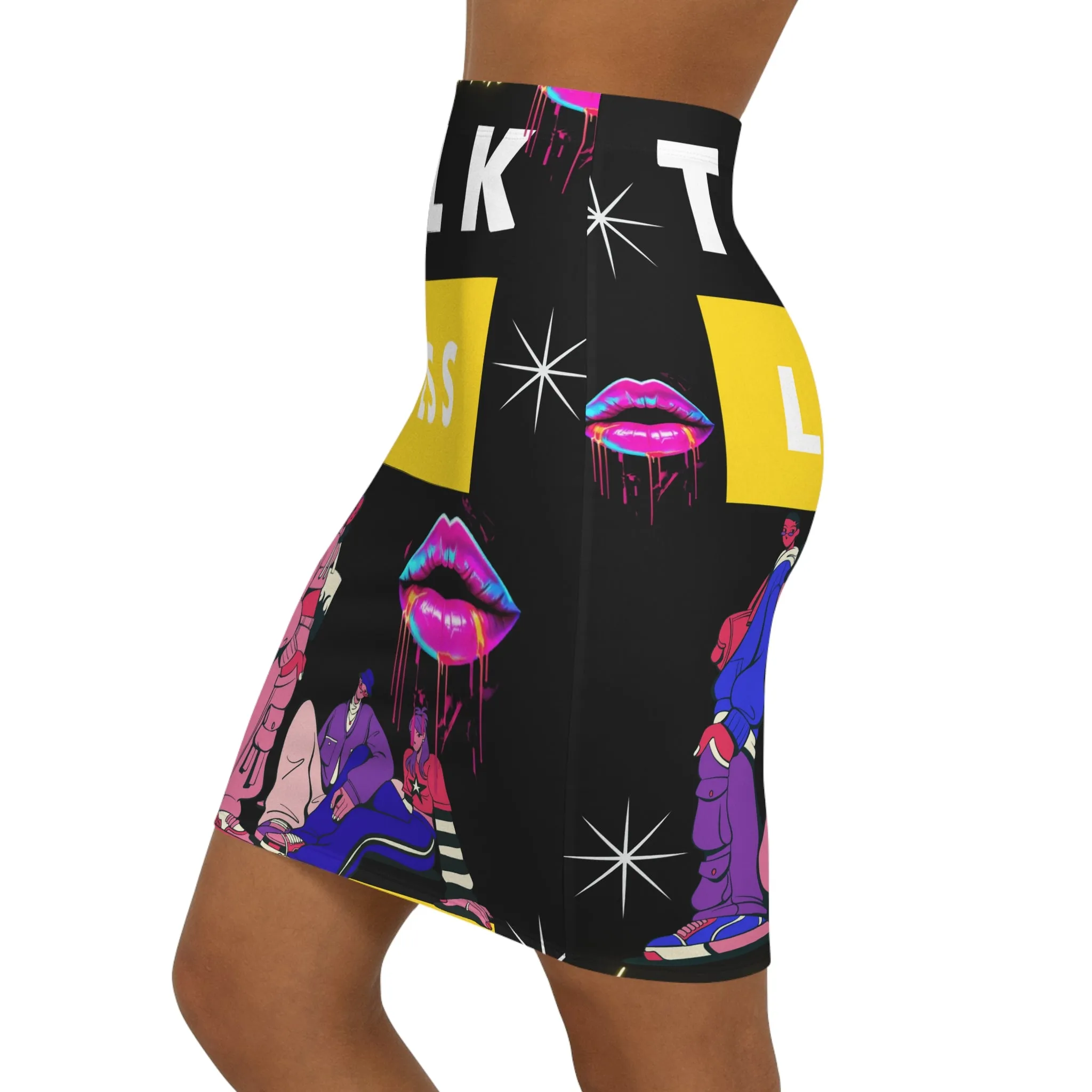Women's  HIP HOP ART  Mid-Waist Pencil Skirt (AOP)