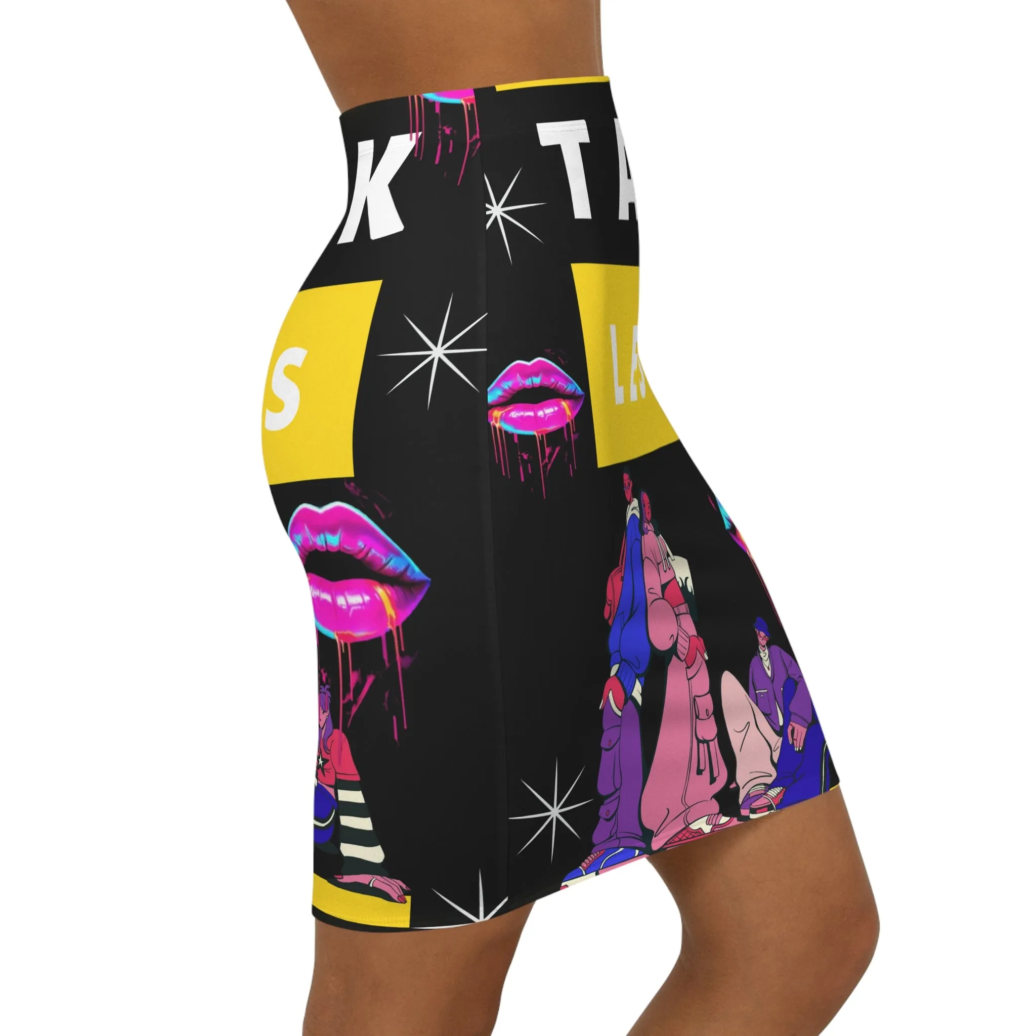 Women's  HIP HOP ART  Mid-Waist Pencil Skirt (AOP)
