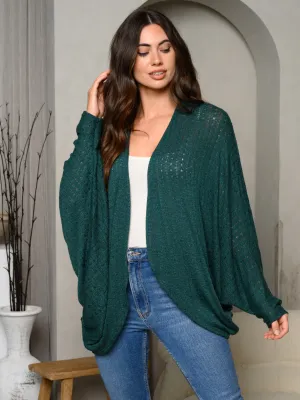 WOMEN'S LONG DRAPE SLEEVES SOLID OPEN FRONT CARDIGAN