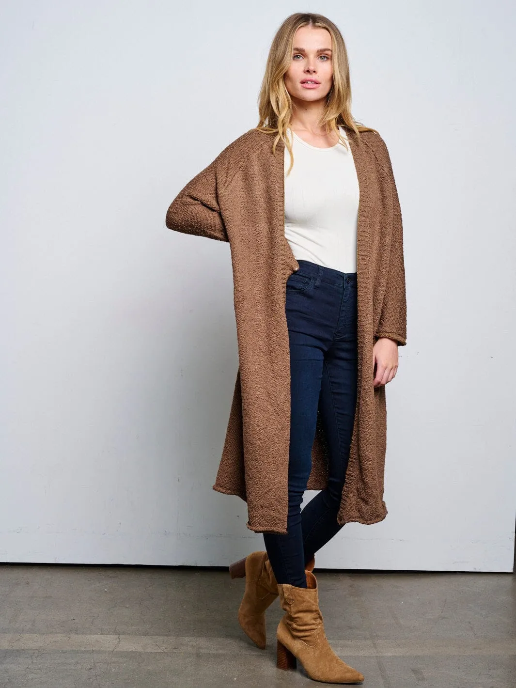 WOMEN'S LONG SLEEVE OPEN FRONT CARDIGAN