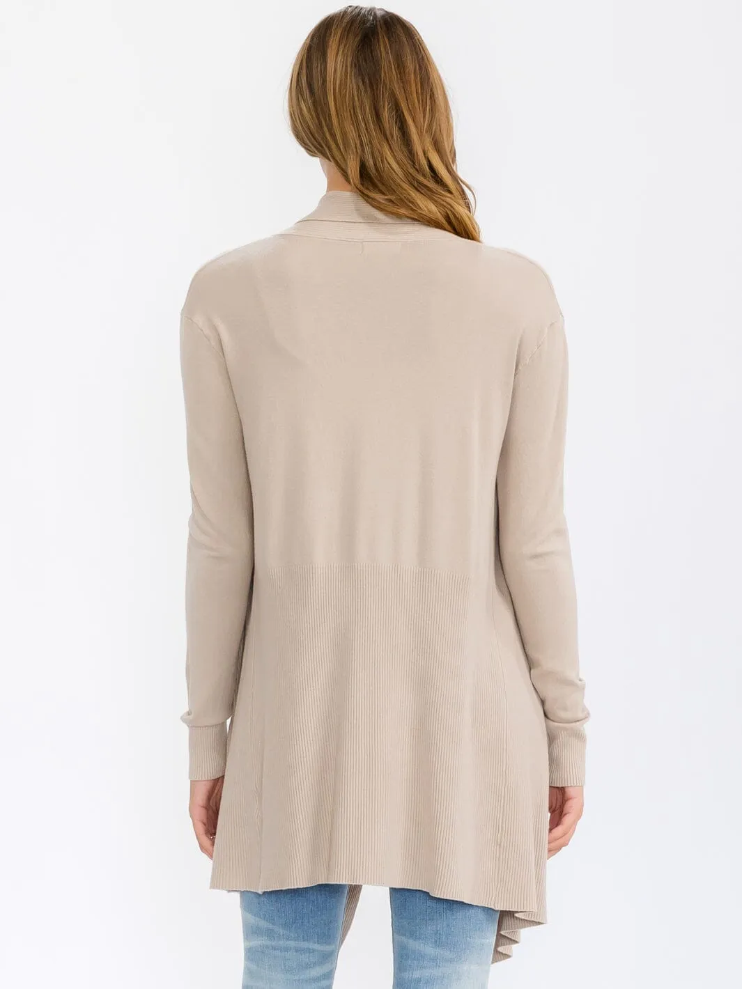 WOMEN'S LONG SLEEVE OPEN FRONT DRAPE CARDIGAN