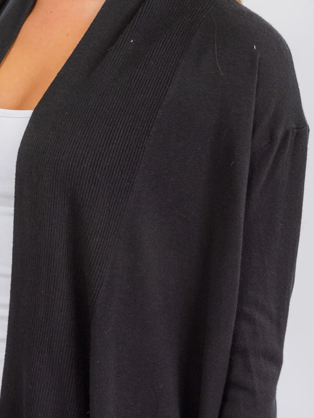 WOMEN'S LONG SLEEVE OPEN FRONT DRAPE CARDIGAN