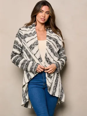 WOMEN'S LONG SLEEVE OPEN FRONT HIGH-LOW CARDIGAN