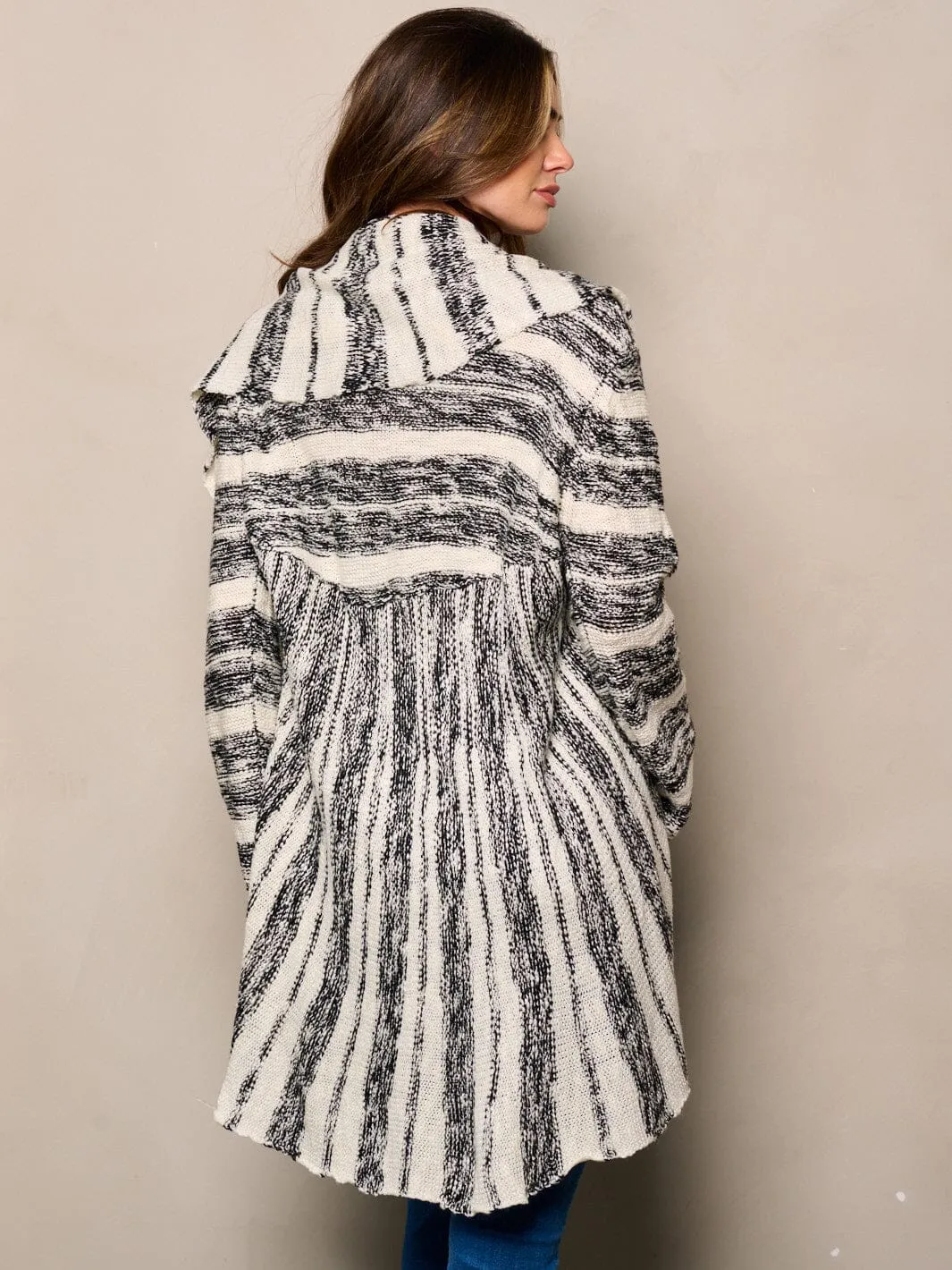 WOMEN'S LONG SLEEVE OPEN FRONT HIGH-LOW CARDIGAN