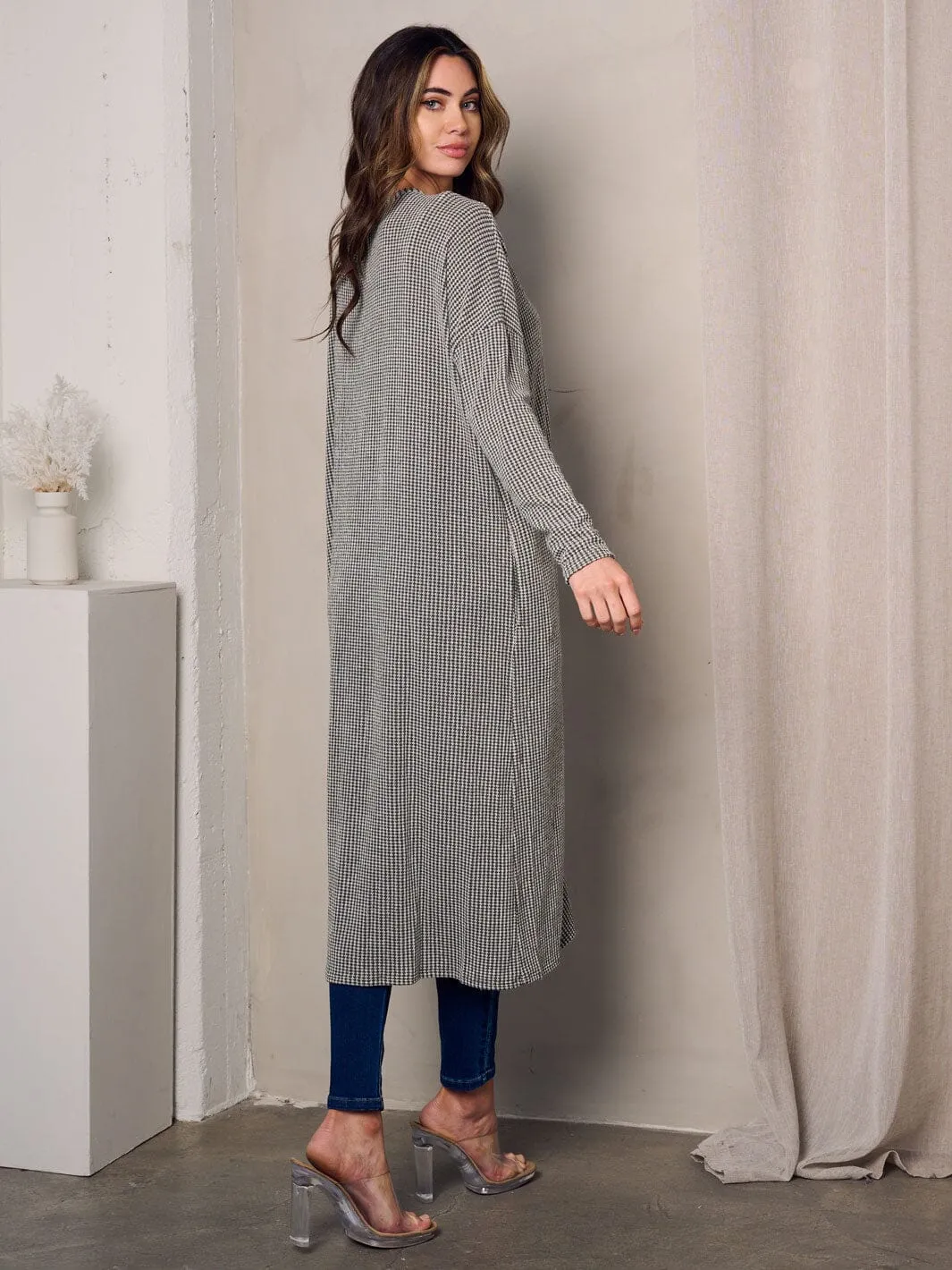 WOMEN'S LONG SLEEVE OPEN FRONT STRIPES CARDIGAN
