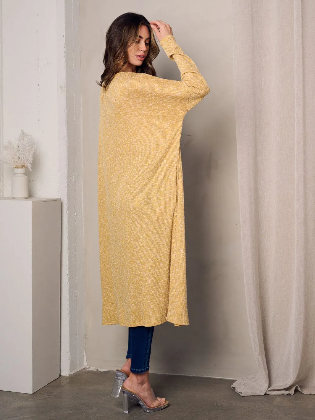 WOMEN'S LONG SLEEVE OPEN FRONT STRIPES CARDIGAN