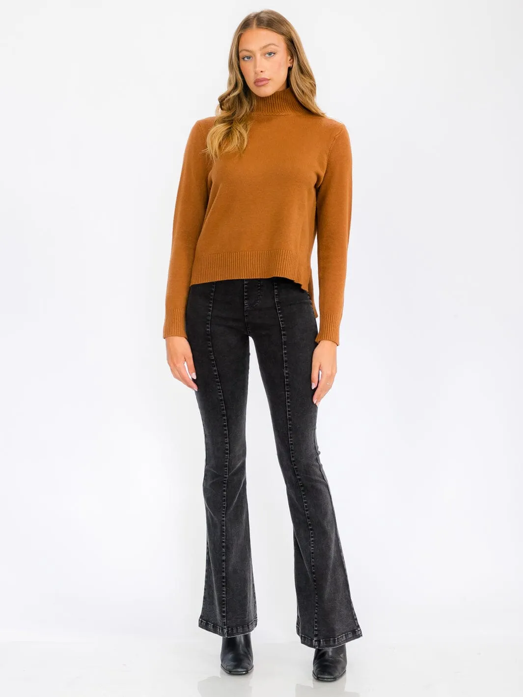 WOMEN'S LONG SLEEVE TURTLE NECK BLOUSE TOP