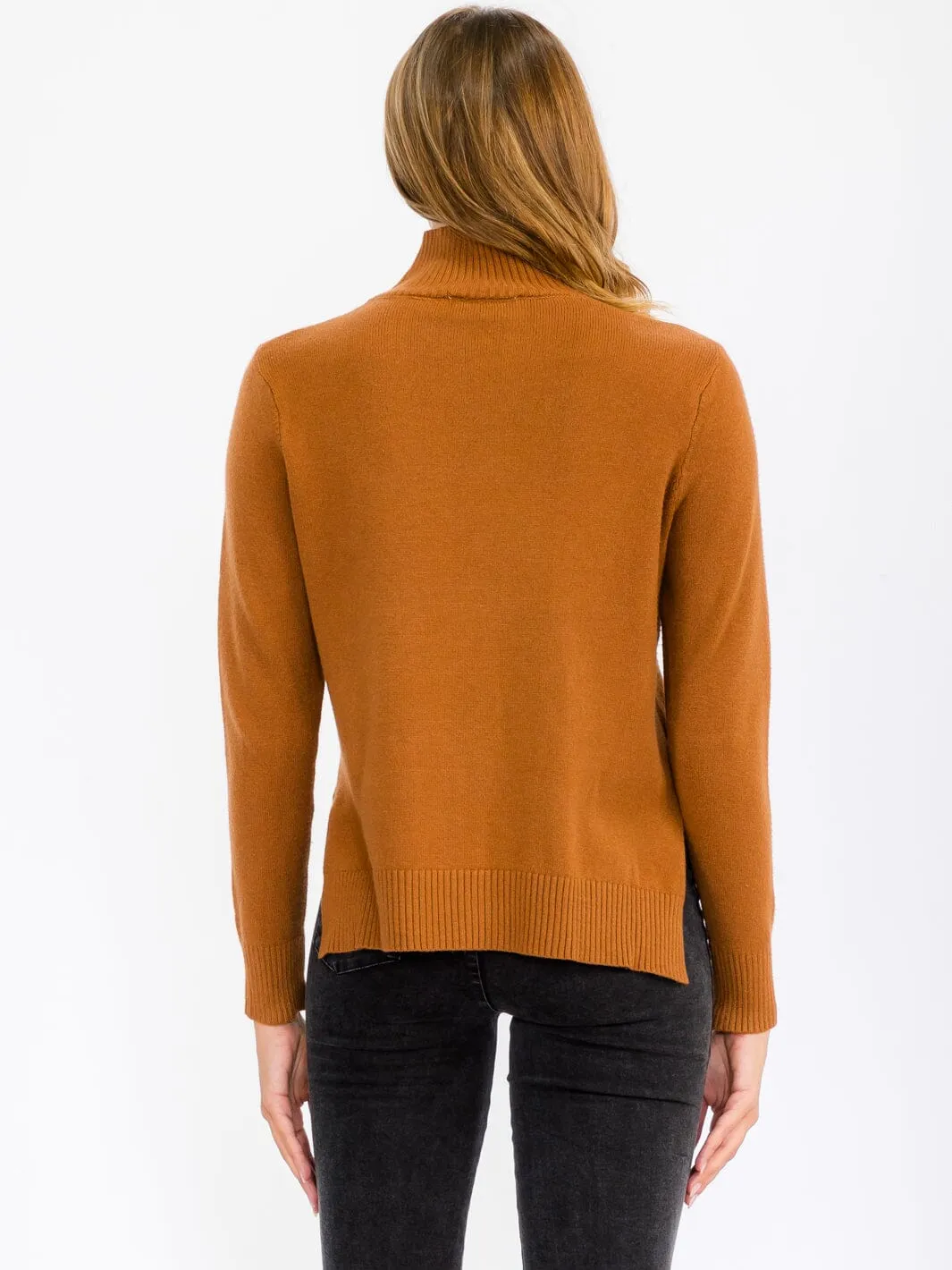 WOMEN'S LONG SLEEVE TURTLE NECK BLOUSE TOP