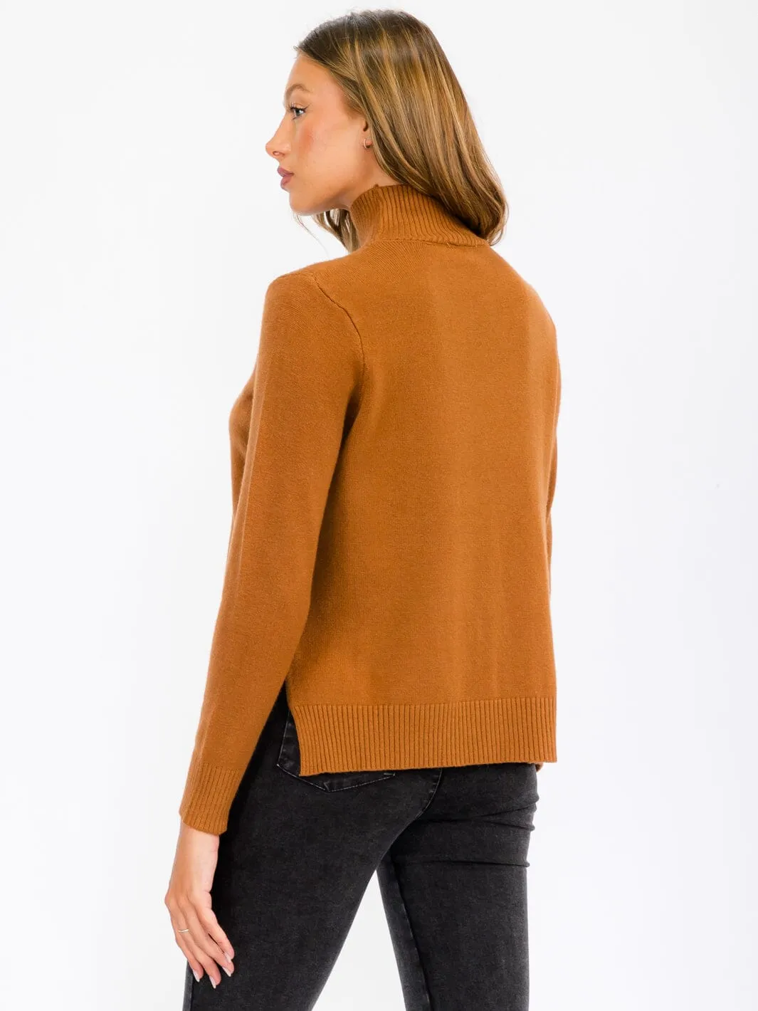 WOMEN'S LONG SLEEVE TURTLE NECK BLOUSE TOP