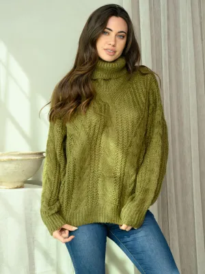 WOMEN'S LONG SLEEVE TURTLE NECK KNIT SWEATER