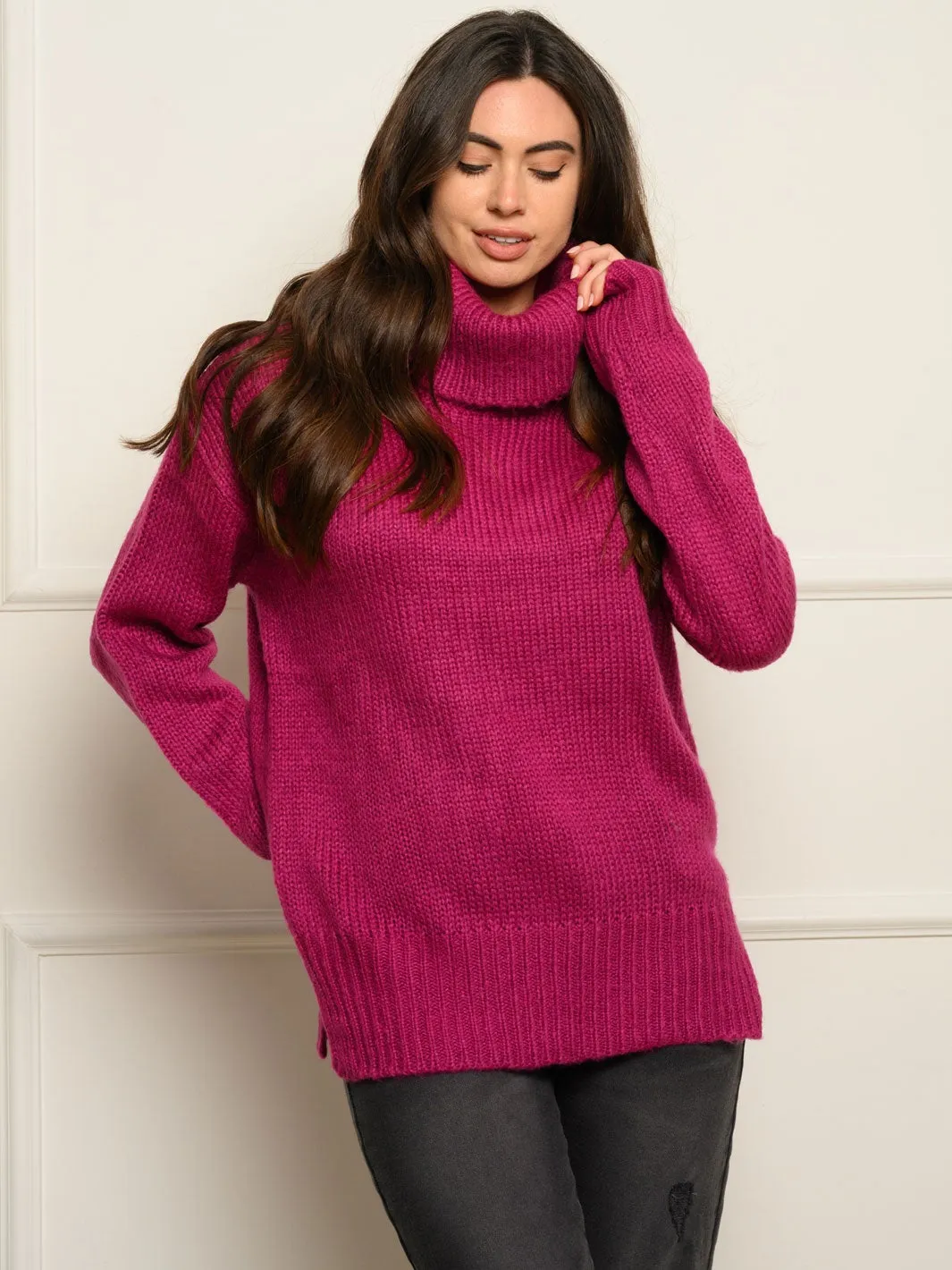 WOMEN'S LONG SLEEVE TURTLE NECK SWEATER