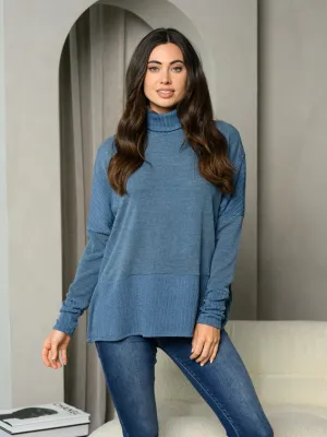 WOMEN'S LONG SLEEVE TURTLE NECK TUNIC TOP