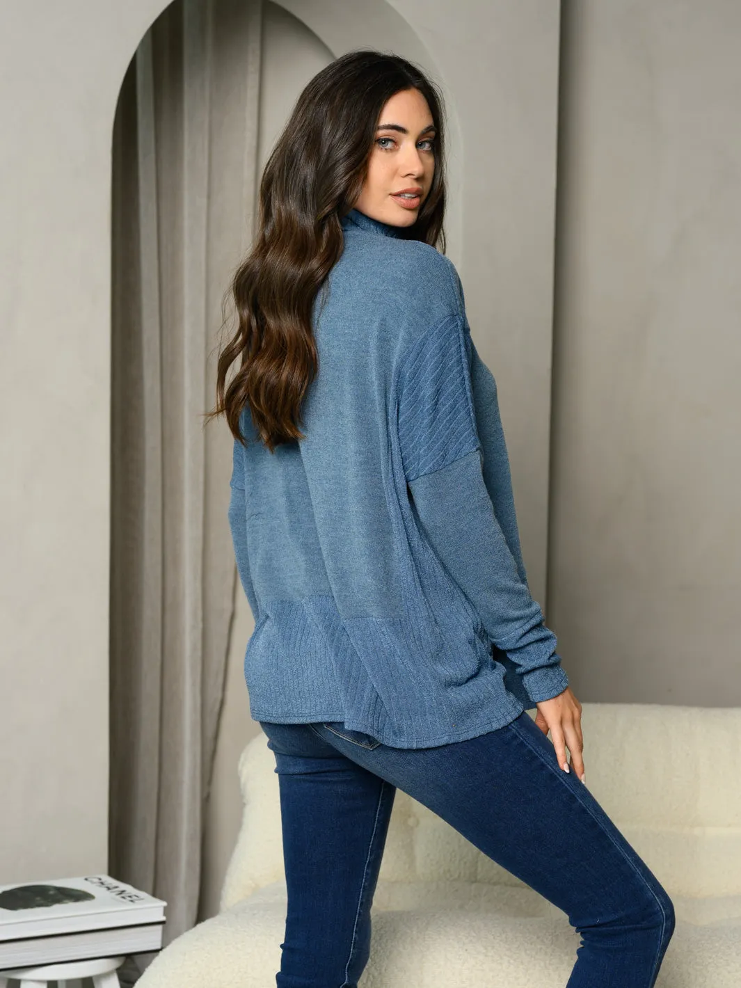 WOMEN'S LONG SLEEVE TURTLE NECK TUNIC TOP