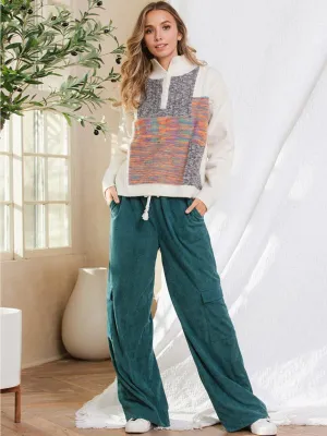 WOMEN'S LONG SLEEVE ZIP UP COLLAR MULTI COLOR SWEATER
