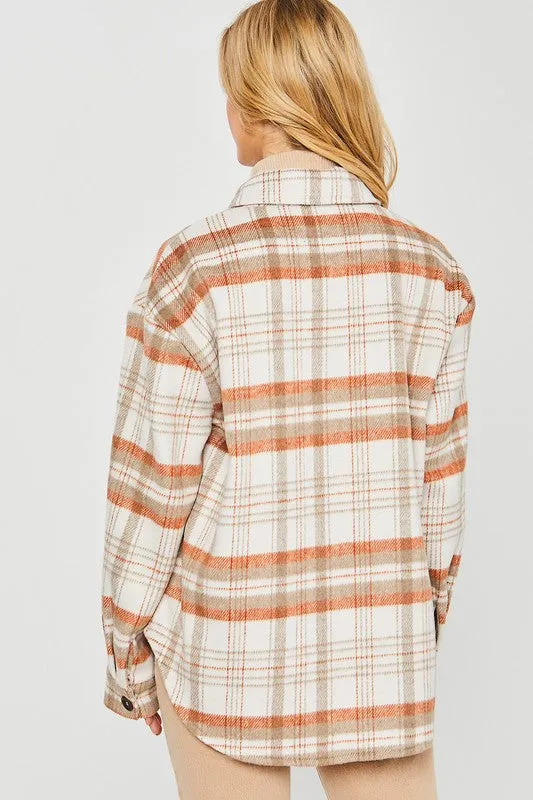 Women's Plaid Bust Pockets Shacket