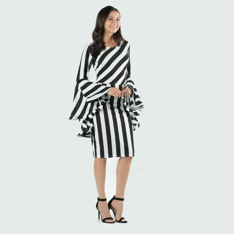 Womens Plus Size Ruffle Sleeve Midi Dresses