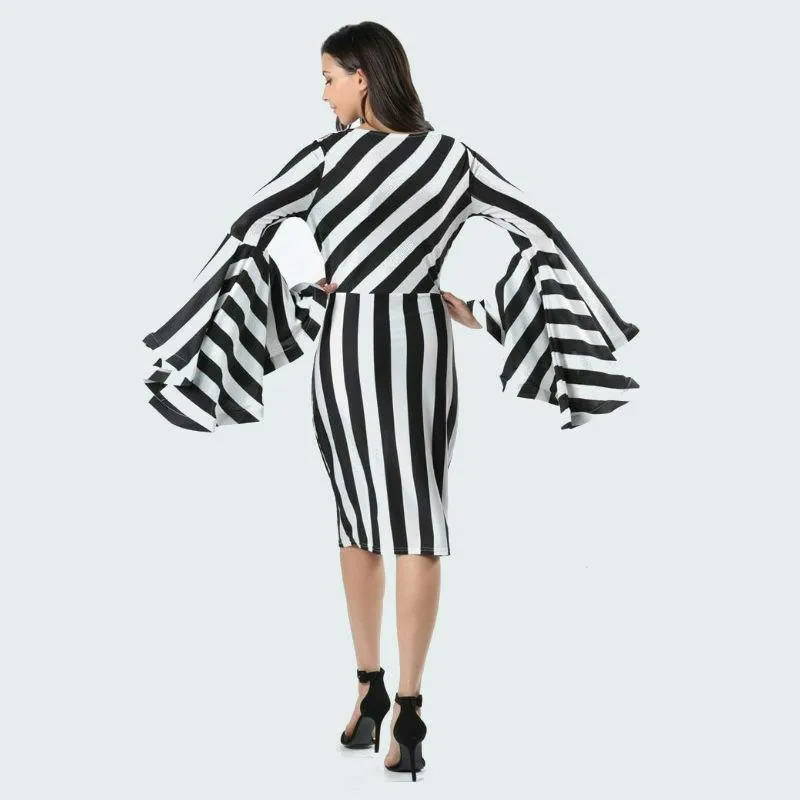 Womens Plus Size Ruffle Sleeve Midi Dresses