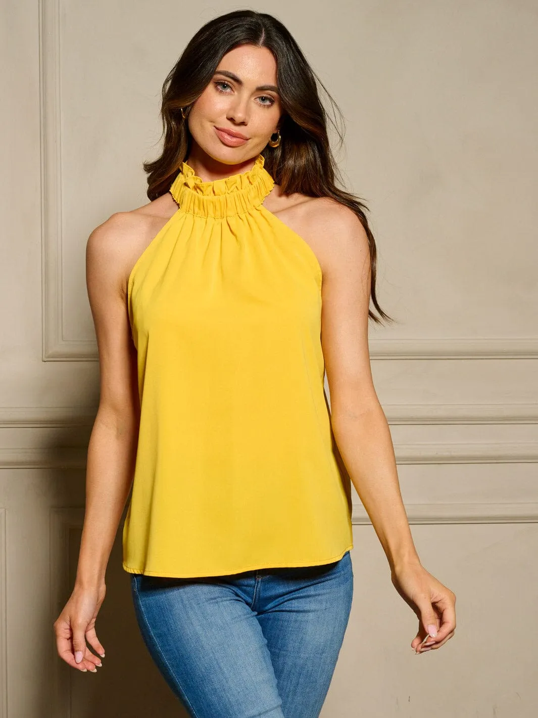WOMEN'S SLEEVELESS TURTLE NECK TUNIC BLOUSE TOP