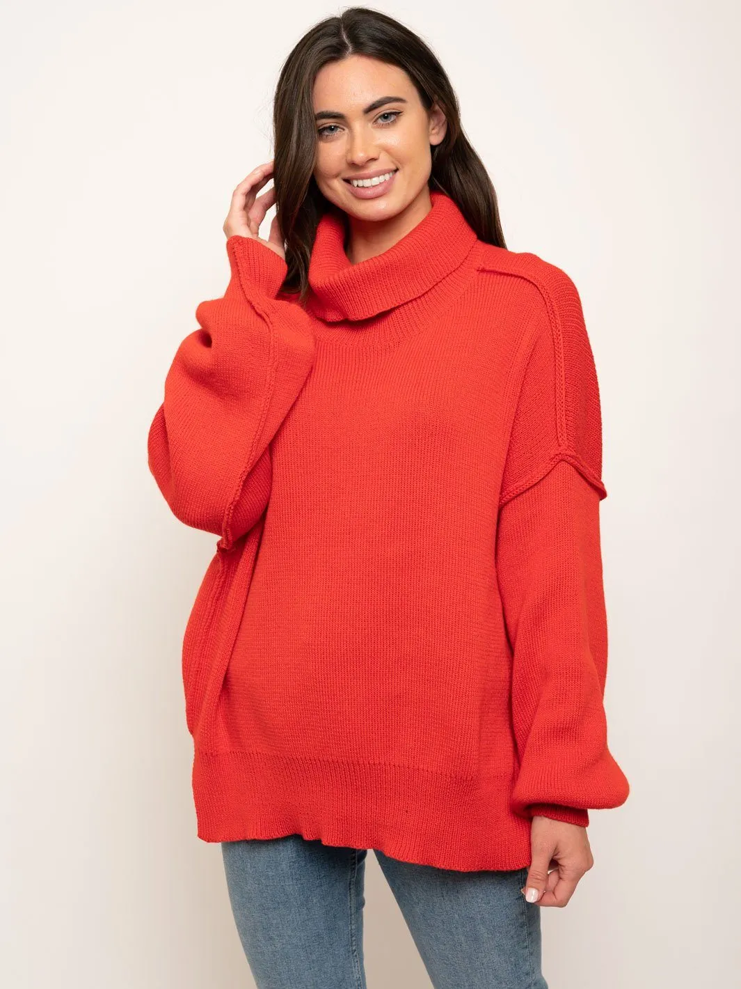WOMEN'S TURTLE NECK LONG SLEEVES KNIT SWEATER