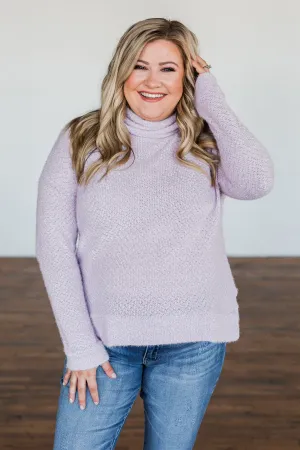 Writing Love Notes Turtle Neck Sweater- Lilac
