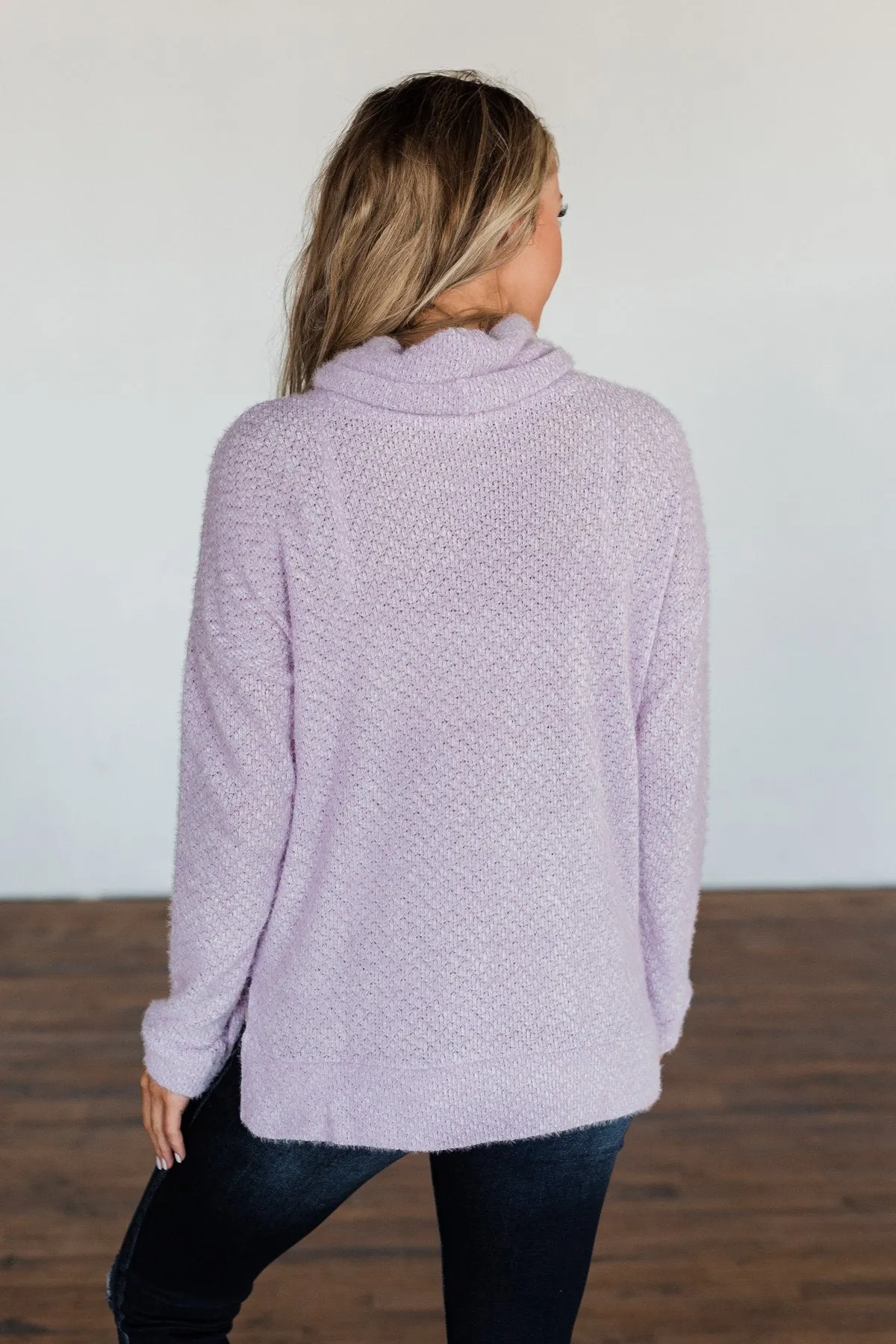 Writing Love Notes Turtle Neck Sweater- Lilac