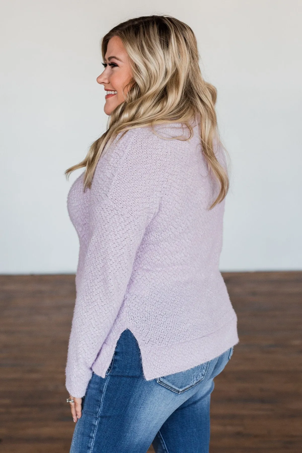 Writing Love Notes Turtle Neck Sweater- Lilac