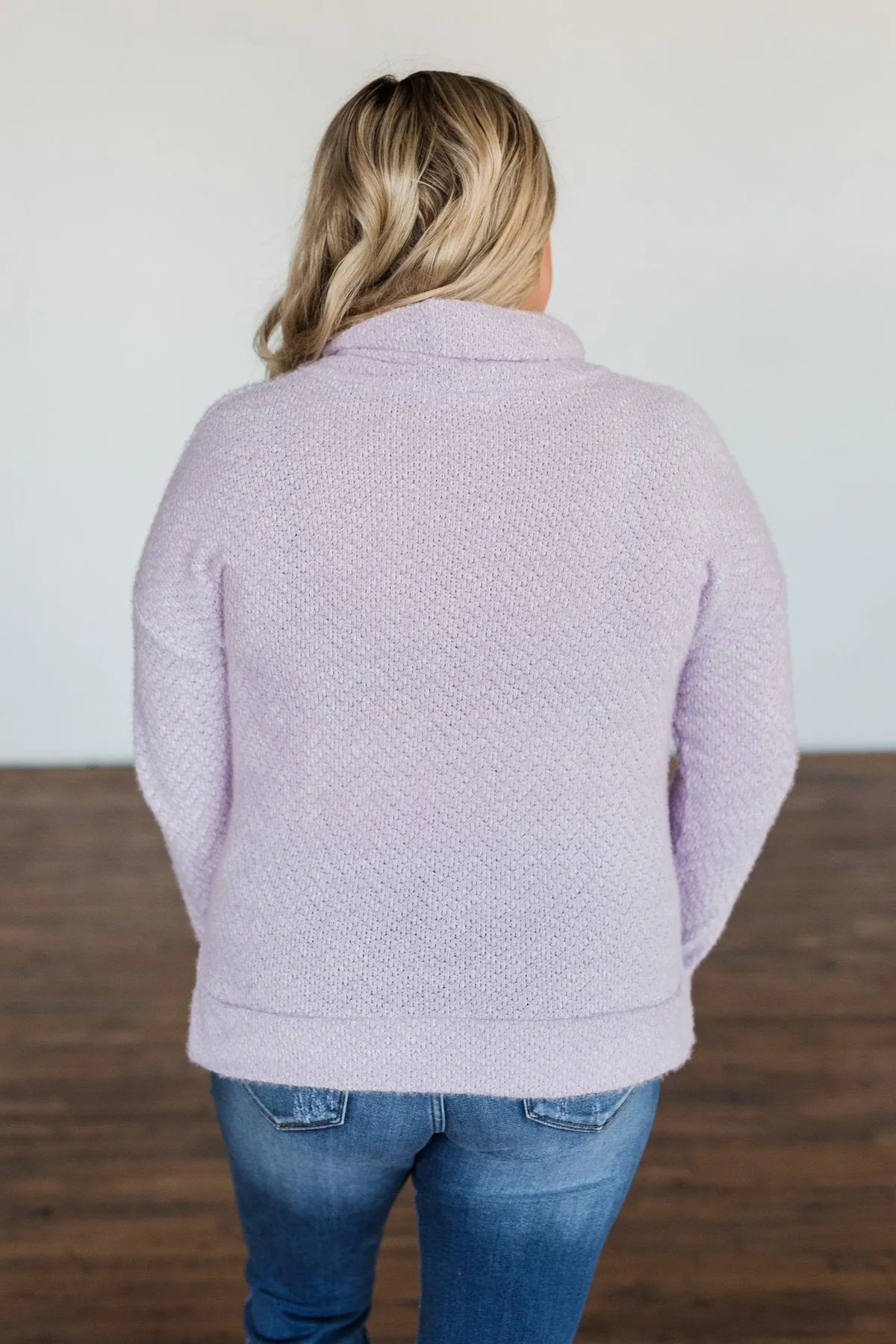 Writing Love Notes Turtle Neck Sweater- Lilac