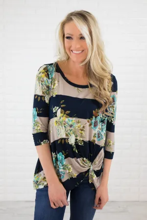You're the Stripes to My Floral Knot Top