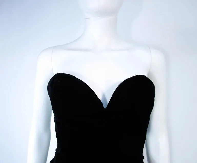 YVES SAINT LAURENT Black Velvet Cocktail Dress with Full Skirt Size 38