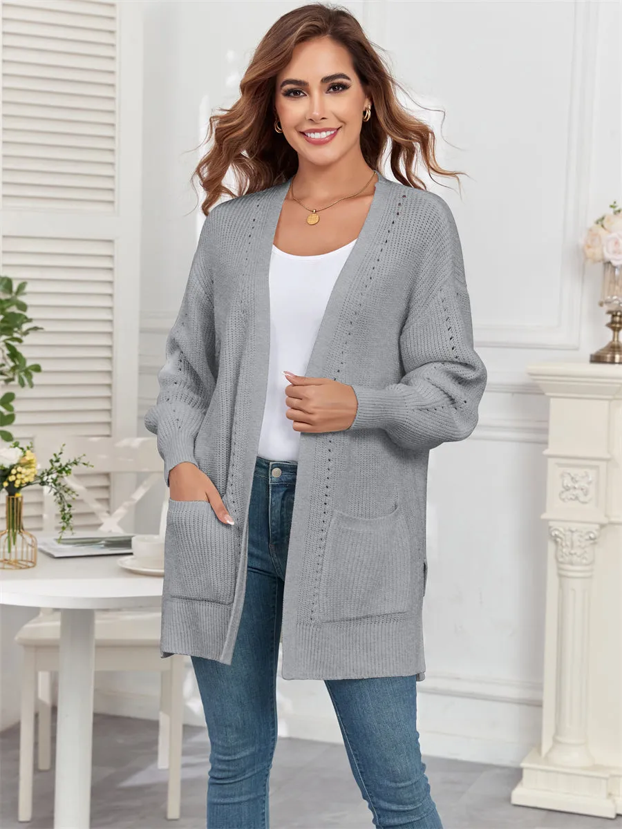 ZAFUL Women's Fall Knit Cardigans Long Sleeve Open Front Oversized Cardigan Sweaters Jackets with Pockets